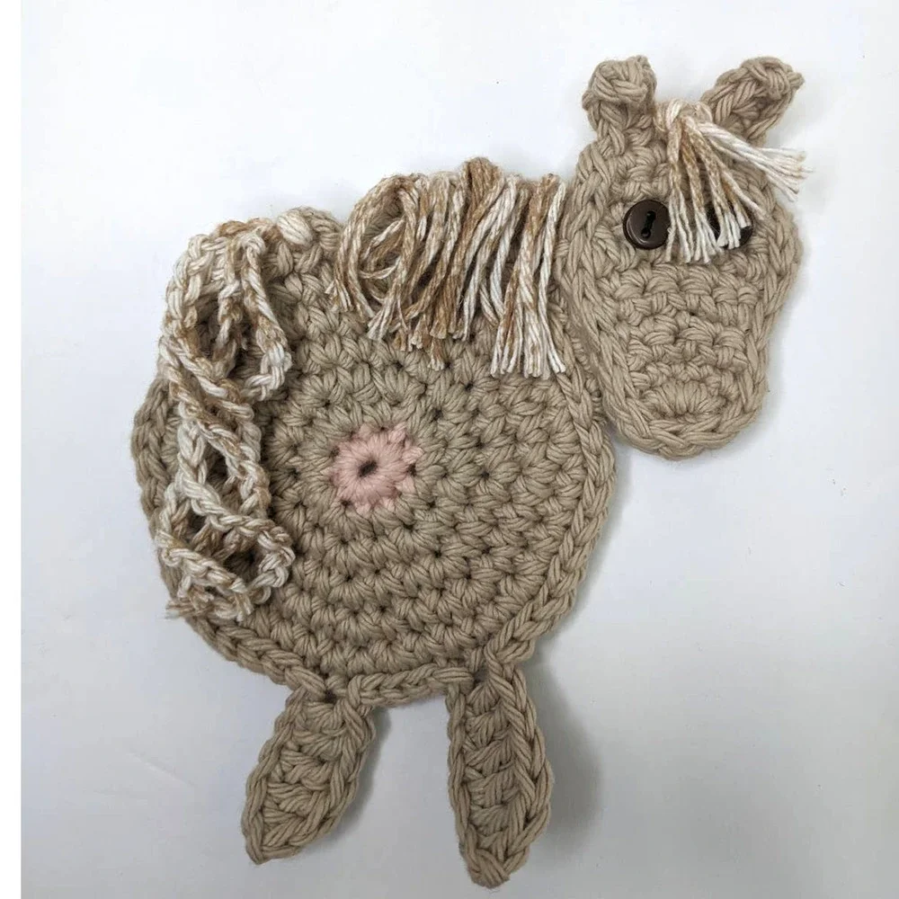 Crochet Animal Critter Butt Coasters Set of 4 Your Choice Handmade to Order